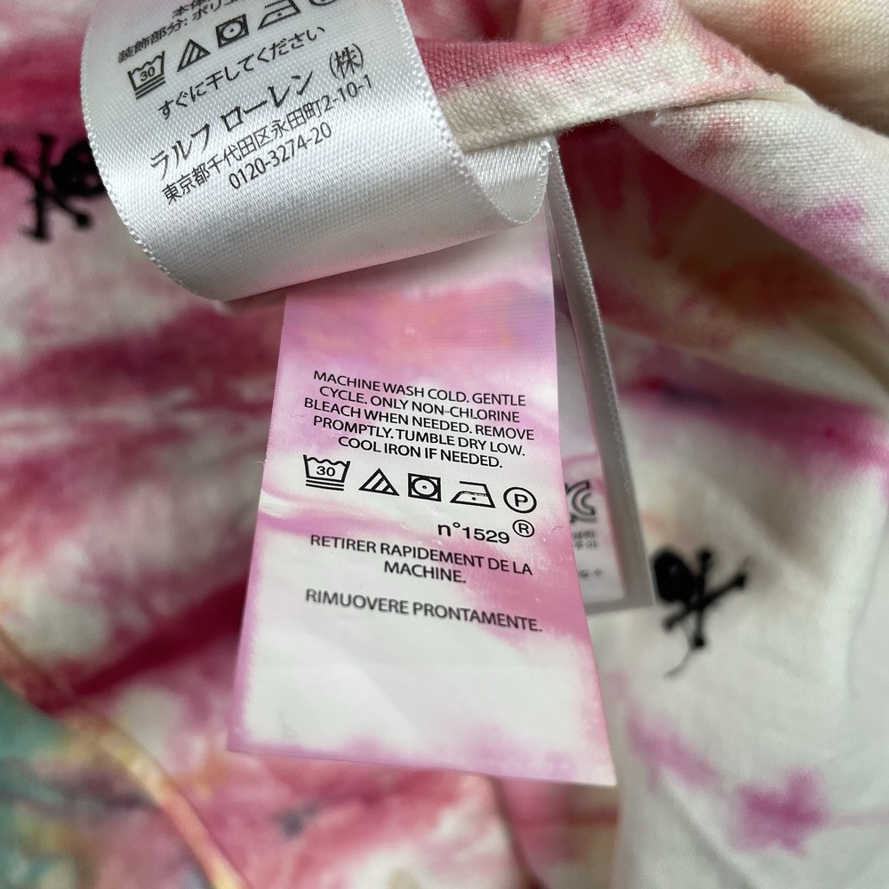 Ralph Lauren Shirt Mens Medium Skull Tie Dye RLPC Short Sleeve Button Down - Picture 10 of 12